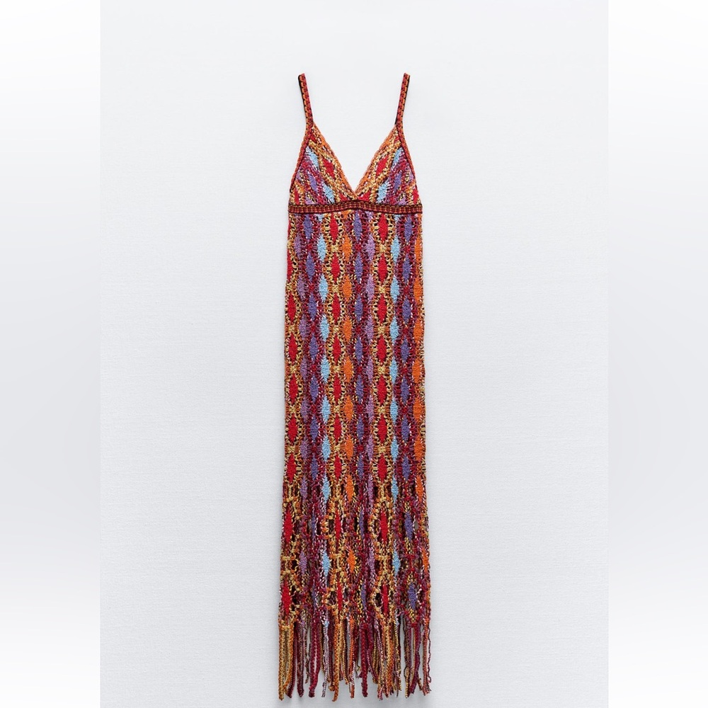 Zara knit fringe dress